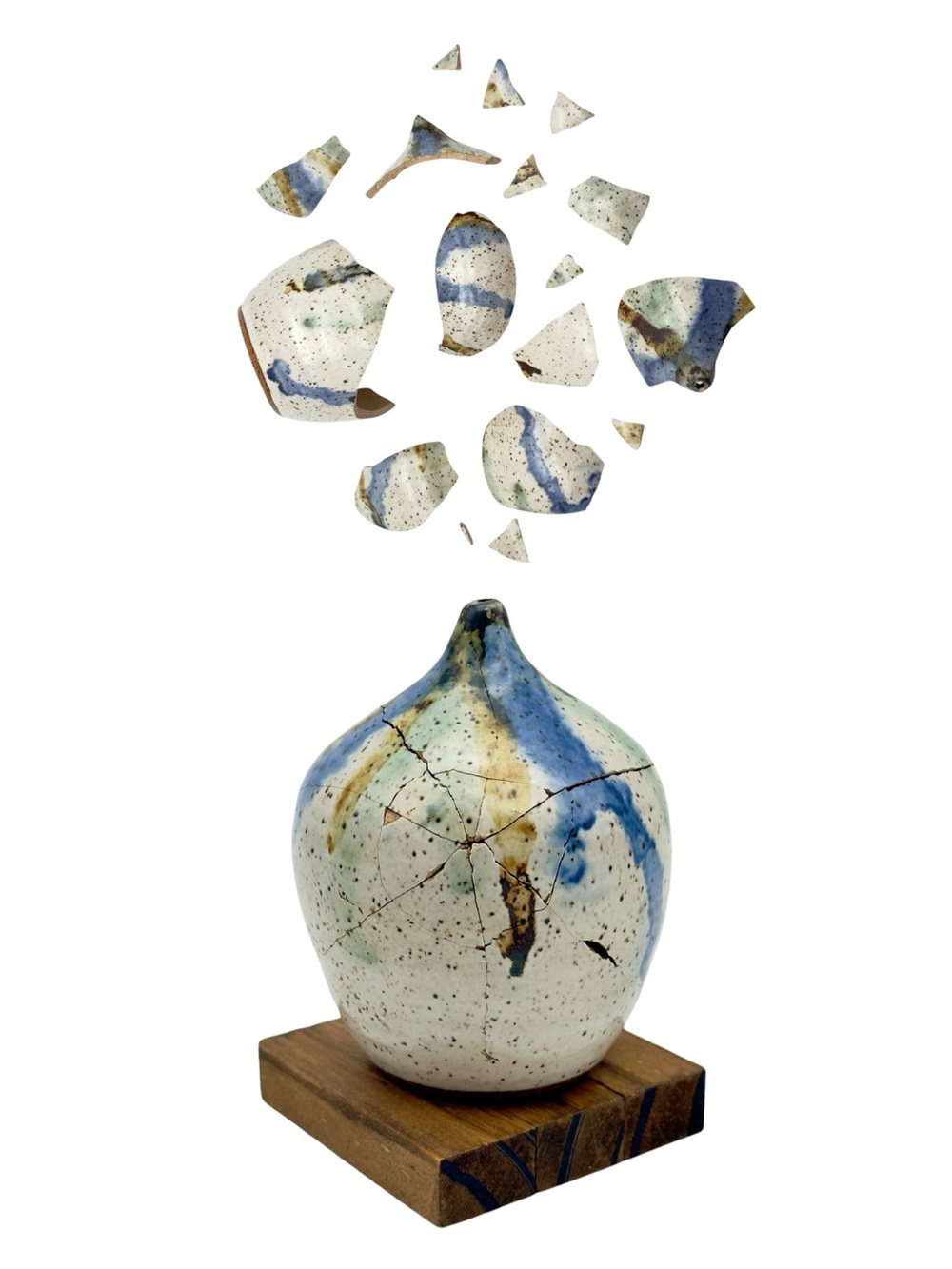 Kintsugi Vase Drip Glazed Pottery Gold Crack Art Personal Growth Gift